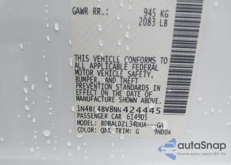 2022 Nissan Altima S Fwd из США, поврежденный, VIN 1N4BL4BV8NN424445